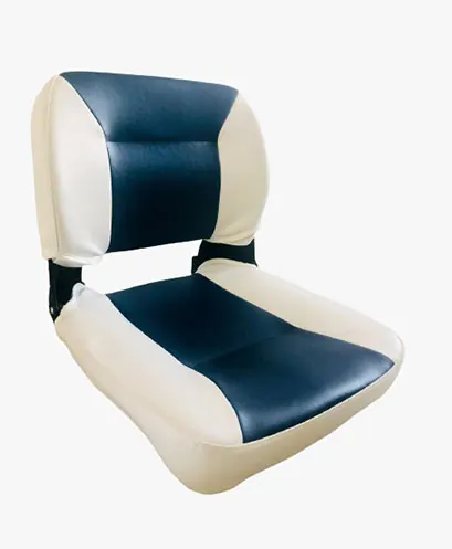 Butaca para pescador tapizada completa en blanco y azul